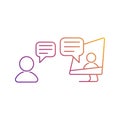 Video call icon. Online chat vector icon in bright color gradient. For freelance, distant work, online courses