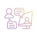 Video call icon. Online chat vector icon in bright colors. People talking via internet. For freelance, distant work