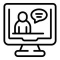 Video call icon outline vector. Private lesson