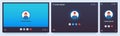 Video call interface. Web chat UI screen mockup. Application for calls and online conference meeting. Communication