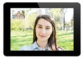 Video Call On Modern Black Tablet