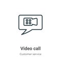 Video call outline vector icon. Thin line black video call icon, flat vector simple element illustration from editable customer Royalty Free Stock Photo