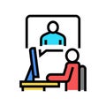 video call or remote interview color icon vector illustration