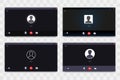 Video Call screen template. Videocall interface. Online webinar or video conference screen ui, video call realistic mockup. Conce
