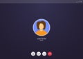 Video call screen, web user interface of conference chat application with mic and video icon and blank place for your