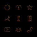 Video , call , star , battery , shapes , electronic , time , ec