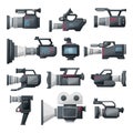 Video camera cartoon vector illustration on white background .Video camera set icon. Vector illustration camcorder for Royalty Free Stock Photo