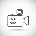 Of a video camera. Features include a rectangular body with a Royalty Free Stock Photo