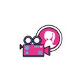 video camera with female user acount app Royalty Free Stock Photo