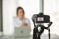 Video camera filming live training of successful business coach Royalty Free Stock Photo