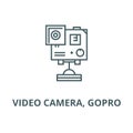 Video camera, gopro vector line icon, linear concept, outline sign, symbol