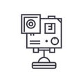 Video camera, gopro vector line icon, sign, illustration on background, editable strokes