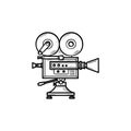 Video camera hand drawn outline doodle icon. Royalty Free Stock Photo