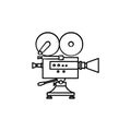 Video camera hand drawn outline doodle icon. Royalty Free Stock Photo