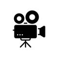 Black solid icon for Video Camera, broadcast and camcorder Royalty Free Stock Photo