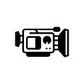 Black solid icon for Video Camera, video and recording Royalty Free Stock Photo