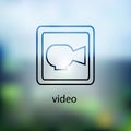 Video camera icon. on background blurred