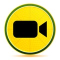 Video camera icon lemon lime yellow round button illustration