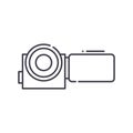 Video camera icon, linear isolated illustration, thin line vector, web design sign, outline concept symbol with editable Royalty Free Stock Photo