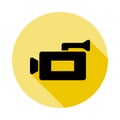 video camera icon in long shadow style