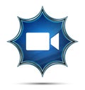 Video camera icon magical glassy sunburst blue button