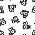 Video camera icon seamless pattern background. Movie play vector illustration. Video streaming symbol pattern Royalty Free Stock Photo