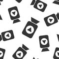 Video camera icon seamless pattern background. Movie play vector illustration. Video streaming symbol pattern Royalty Free Stock Photo