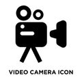 Video camera icon vector isolated on white background, logo concept of Video camera sign on transparent background, black filled Royalty Free Stock Photo