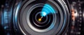 Video camera lens close up. 21 to 9 aspect ratio Royalty Free Stock Photo