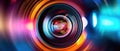 Video camera lens close up. 21 to 9 aspect ratio Royalty Free Stock Photo