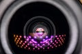 Video camera lens closeup. CCTV Security Camera Royalty Free Stock Photo