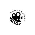 Video and camera lens for entertainment logo design inspiration Royalty Free Stock Photo