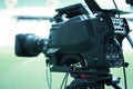 Video camera lens - recording show in TV studio - focus Royalty Free Stock Photo