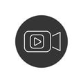 Video camera line icon in flat style. Movie play vector illustration on white isolated background. Video streaming Royalty Free Stock Photo