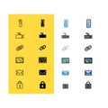 content creator, social media, video, camera, link, image, lock, Web and App Icon Set Royalty Free Stock Photo