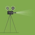 Video camera movie film reel going to cinema icon. Colorful illustration. Vector graphic