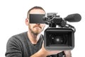 Video camera operator filmed. Royalty Free Stock Photo