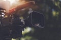 Video camera - Ready for recording show in outdoor TV studio Royalty Free Stock Photo