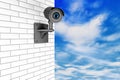Video Camera Security System over Brick Wall Royalty Free Stock Photo