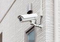 Video camera security system on the wall Royalty Free Stock Photo