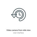 Video camera from side view outline vector icon. Thin line black video camera from side view icon, flat vector simple element Royalty Free Stock Photo
