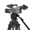 A video camera on tripod