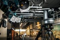 video camera on a tripod crane in television studio Royalty Free Stock Photo