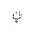 Video camera on tripod icon vector