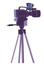 Video camera on tripod isolated on white backdrop Royalty Free Stock Photo