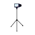 Video camera on tripod. Photo equipment