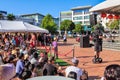 Video cameraman on Segway films crowd