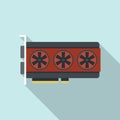 Video card chip icon flat vector. Computer gpu