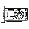 Video card chip icon outline vector. Computer gpu