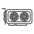 Video card icon outline vector. Graphic gpu